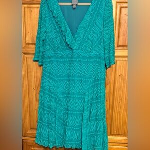 Swingy Seagreen  lace look dress